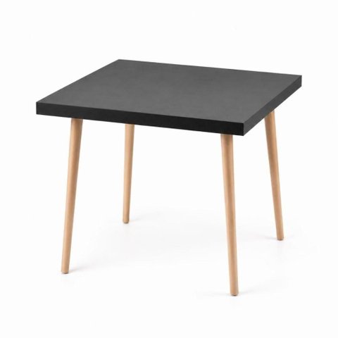 Mesa Safira 4 Lugares Quadrada MDF Preto e Madeira Natural Marin Brasil