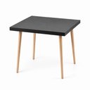 Ver imagem 1 de Mesa Safira 4 Lugares Quadrada MDF Preto e Madeira Natural Marin Brasil