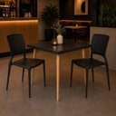 Ver imagem 3 de Mesa Safira 4 Lugares Quadrada MDF Preto e Madeira Natural Marin Brasil