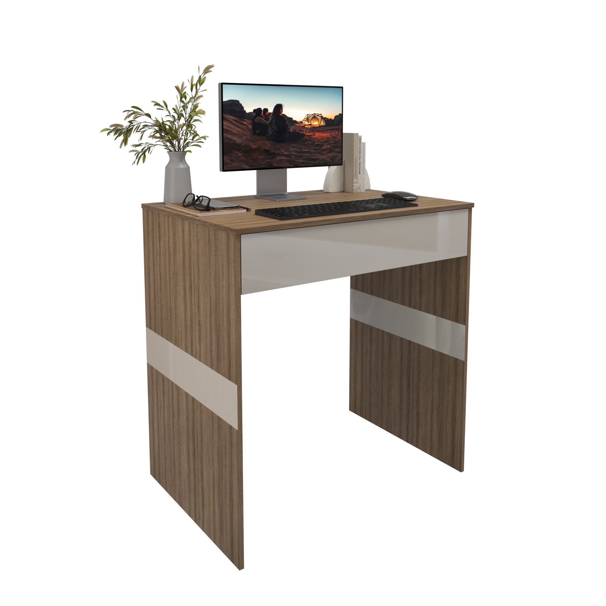 Mesa Escrivaninha Home Office com Gaveta para Computador Notebook Sattis Madeirado com Off White