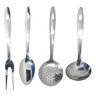 Kit Utensílios de Cozinha Inox 4 Peças Grandes Colher, Concha, Escumadeira e Garfo Forno e Fogão - 1