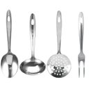 Ver imagem 1 de Kit Utensílios de Cozinha Inox 4 Peças Pequenas Colher, Concha, Escumadeira Servir e Cozinhar
