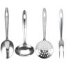 Kit Utensílios de Cozinha Inox 4 Peças Pequenas Colher, Concha, Escumadeira Servir e Cozinhar - 1