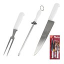 Ver imagem 1 de Kit Churrasco 3 Peças Faca, Garfo e Chaira Inox