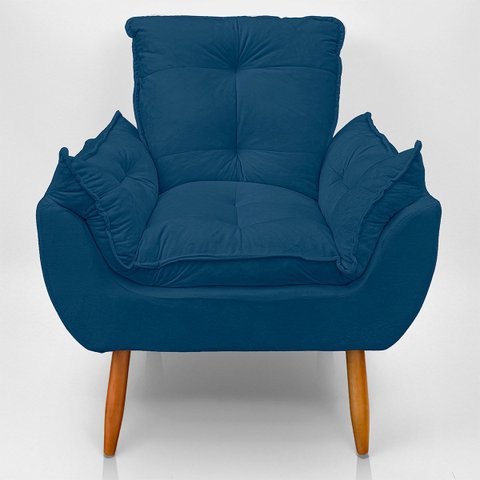 Cadeira Poltrona Opala para Sala Opala Recepção Quarto Confortável Reforçada Premium:azul