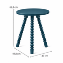 Ver imagem 2 de Mesa Lateral de Apoio em Madeira Maciça com Design Torneado Azul Petróleo