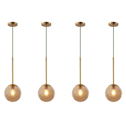 Kit 4 Lustre Pendente Jabuticaba Globo Cor Cobre/ambar Inl88