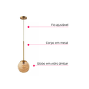 Ver mais imagens de Kit 4 Lustre Pendente Jabuticaba Globo Cor Cobre/ambar Inl88