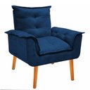 Ver imagem 3 de Kit Poltrona Opala Júlia Cadeira Decorativa + Puff Redondo Pés Palito Mercado Dos Móveis:azul Marinh