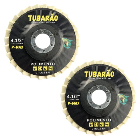 Kit 2 Disco Flap de Feltro para Polimento Inox Metais 115mm
