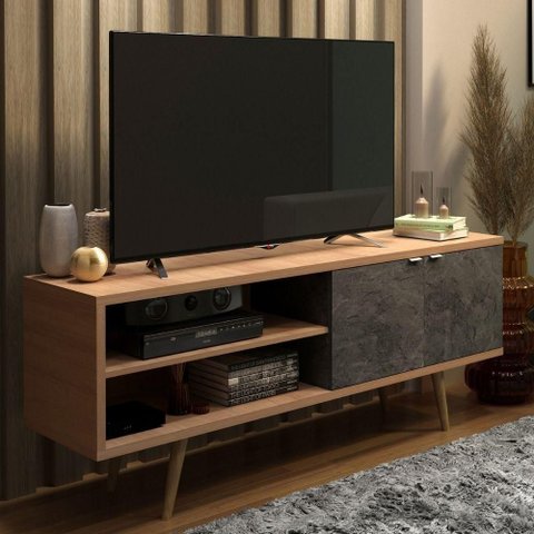 Rack TV 2 Portas 3 Nichos Amêndoa Tecnomobili