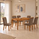 Ver imagem 1 de Conjunto de Mesa de Jantar Dublin 180 Tp MDF Laminado Canto Copo 6 Cadeiras Mariana