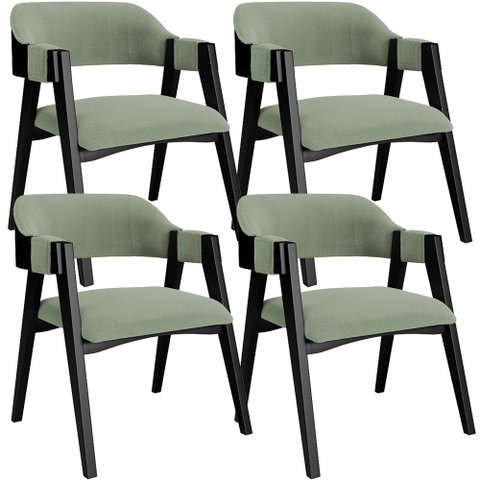 Kit 4 Cadeiras Sala de Jantar Estar Living Estofada Suran L02 Preto Bouclê Oliva - Lyam Decor