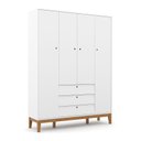 Ver imagem 2 de Jogo de Quarto Infantil Unique Guarda Roupa 4 Portas e Cômoda 6 Gavetas Branco Soft/eco Wood -