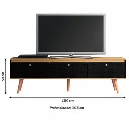 Rack para TV Até 65 Polegadas Memphis 3 Portas Carvalho Dakar/Preto - Soluzione - 3