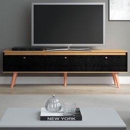 Rack para TV Até 65 Polegadas Memphis 3 Portas Carvalho Dakar/Preto - Soluzione - 1