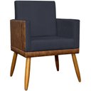 Ver imagem 1 de Poltrona Decorativa Lis Corino e Pé Palito 30 Cm Castanho - Preto Suede Corino