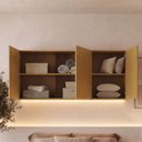 Ver imagem 2 de Ponte Planejada Casal 3 Portas com LED Samambaia CabeCasa MadeiraOriginals Marrom/Carvalho