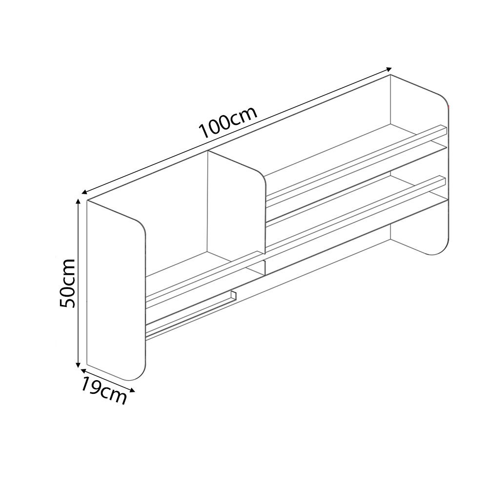 Organizador Multiuso Cozinha em Aço Carbono Preto Madeira 100cm Linha Home - 6