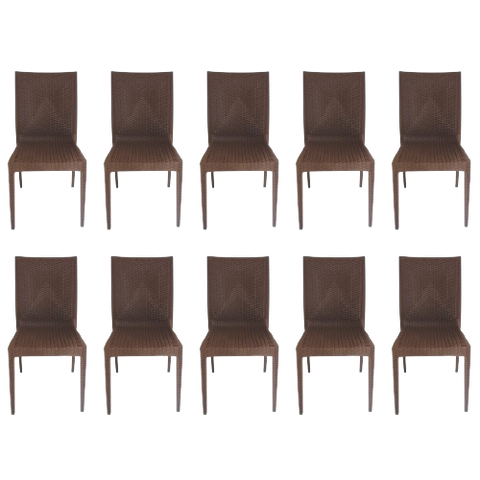 Cadeira Rattan Marrom - Kit com 10