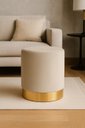 Ver imagem 1 de Puff com Rodape Dourado Palha Veludo