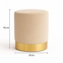 Ver imagem 2 de Puff com Rodape Dourado Off White/palha Veludo