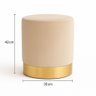 Puff com Rodape Dourado Off White/palha Veludo - 2