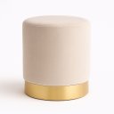 Ver imagem 2 de Puff com Rodape Dourado Palha Veludo