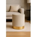 Ver imagem 1 de Puff com Rodape Dourado Off White/palha Veludo