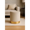 Puff com Rodape Dourado Off White/palha Veludo - 1
