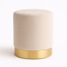 Puff com Rodape Dourado Off White/palha Veludo - 3
