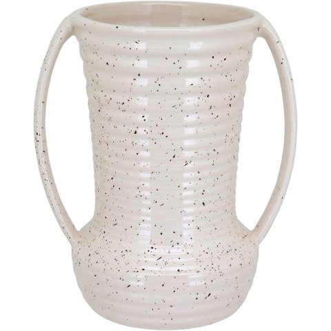 Vaso Decorativo Enfeite Casa Cerâmica 23x20x20cm Marfim