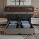 Ver imagem 6 de Cama Box Baú Casal Bipartido Colchão Comfort Class Pillowtop Marrom/suede Bege