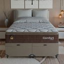 Ver mais imagens de Cama Box Baú Casal Bipartido Colchão Comfort Class Pillowtop Marrom/suede Bege