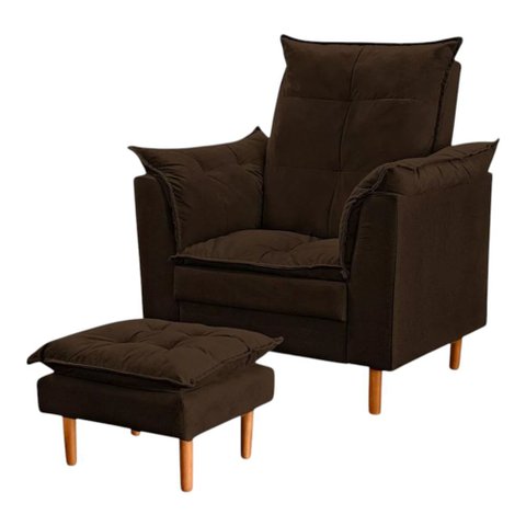 Poltrona Amamentação Compacta com Mini Puff - Marrom