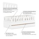Ver imagem 5 de Bicama Solteiro Mdf Bp Branco com 04 Grades e Cabeceira Megamobilia