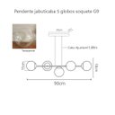 Ver imagem 2 de Pendente Jabuticaba 90cm 5 Globos de Vidro Mesa Sala de Jantar