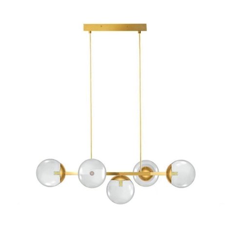 Pendente Jabuticaba 90cm 5 Globos de Vidro Mesa Sala de Jantar