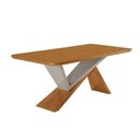 Ver imagem 1 de Mesa de Jantar Yasmin 180cm Tampo Mdf Canto Copo Moderna Naturalle/off White