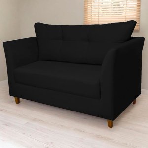 Namoradeira Isis 2 Lugares Suede Preto - Vallisa Decor
