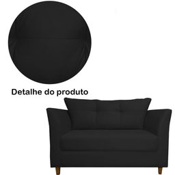 Namoradeira Isis 2 Lugares Suede Preto - Vallisa Decor - 5