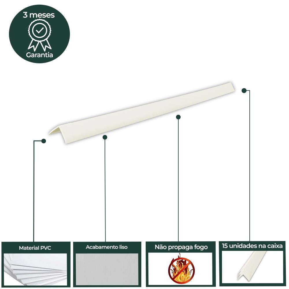 Cantoneira L PVC Protetor de Canto 25x25mm Barra 300cm 15 UN AZN - Marfim - 4