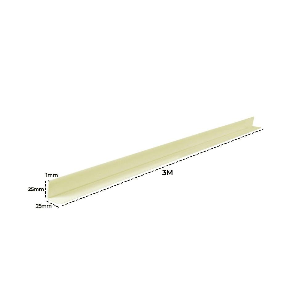 Cantoneira L PVC Protetor de Canto 25x25mm Barra 300cm 15 UN AZN - Marfim - 5