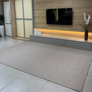 Tapete Retangular Trellas Grécia Linha Linho Cinza 71% Algodão 29% Poliéster Base Antiderrapante Res