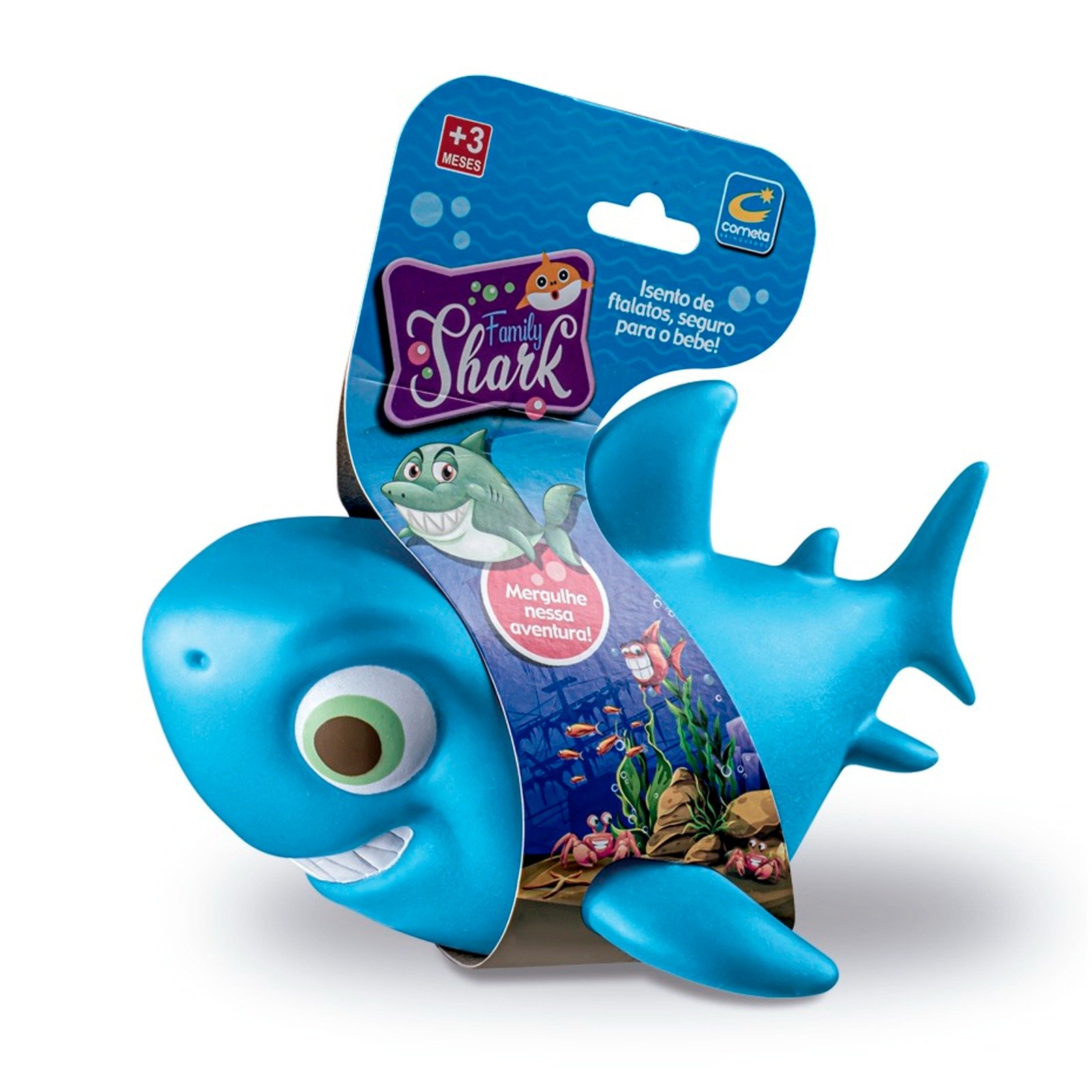 Brinquedo para Banho Tubarão Azul Family Shark +3 Meses Cometa Brinquedos