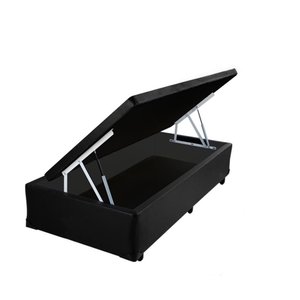 Cama Box Baú Solteiro Sintetico Preto com Pistao a Gás