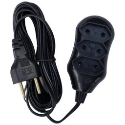 Régua Extensão Elétrica New POP 3 Tomadas 2p 10A 10 Metros Cabo Paralelo Bivolt 127V e 250V - Preto  - 1