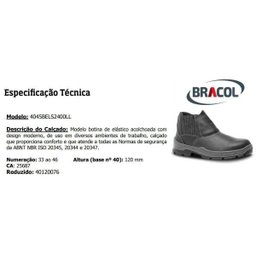 Tenis Bota Botina Bracol Bels Segurança Bico de Aço Ca 25687 Epi - 42 - 2