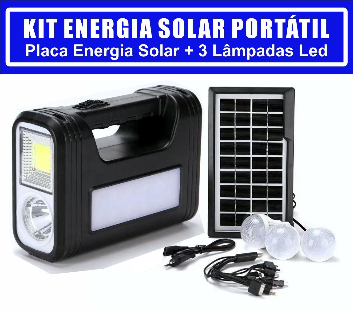 Kit Energia Solar Com 1 Placa 3 Lâmpadas Bateria Carregador - 2