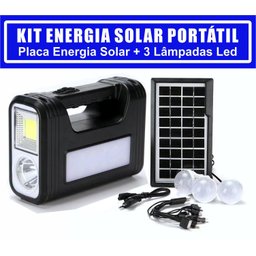 Kit Energia Solar Com 1 Placa 3 Lâmpadas Bateria Carregador - 2
